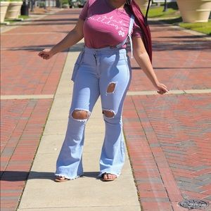Flare jeans with overall